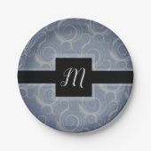 Monogramm-Wirbel Pappteller (Vorderseite)