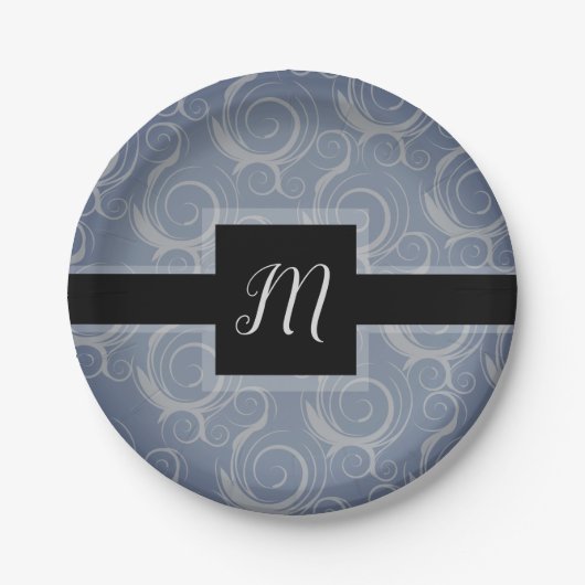 Monogramm-Wirbel Pappteller (Vorderseite)