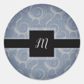 Monogramm-Wirbel Runder Aufkleber (Vorderseite)