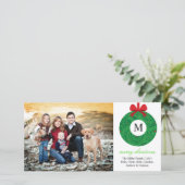 Monogramm Wreath Feiertagskarte (Stehend Vorderseite)