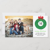 Monogramm Wreath Feiertagskarte (Vorderseite)