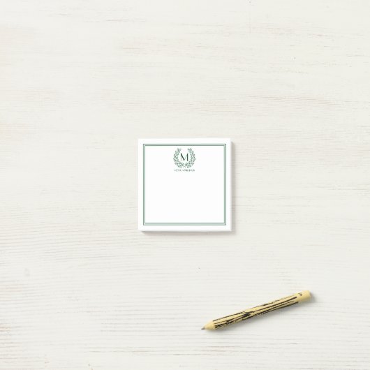 Monogramm Wreath Post-it Klebezettel (Auf Schreibtisch)