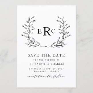 Monogramm Wreath Save the Date