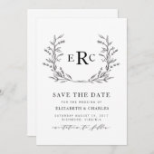 Monogramm Wreath Save the Date (Vorne/Hinten)
