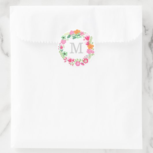 Monogramm Wreath | UMSCHLAG AUFKLEBER (Tasche)