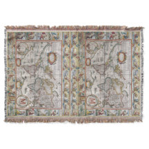 Monogramm-Wurfsdecke der antiken Weltkarte