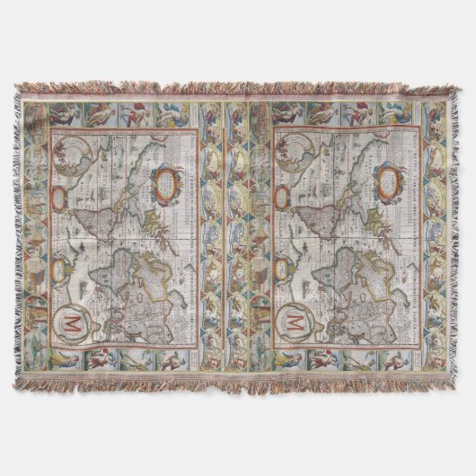 Monogramm-Wurfsdecke der antiken Weltkarte Decke (Vorderseite)