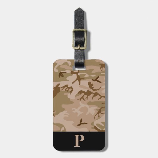 Monogramm Wüste Militärische Camouflage Camouflage Gepäckanhänger (Vorderseite vertikal)