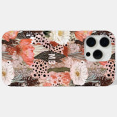Monogramm Wüsten Boho Blumen Modern Chic Case-Mate iPhone Hülle (Rückseite (Horizontal))