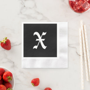 Monogramm X, alter englischer Schriftart, Serviette