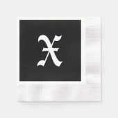 Monogramm X, alter englischer Schriftart, Serviette (Vorderseite)