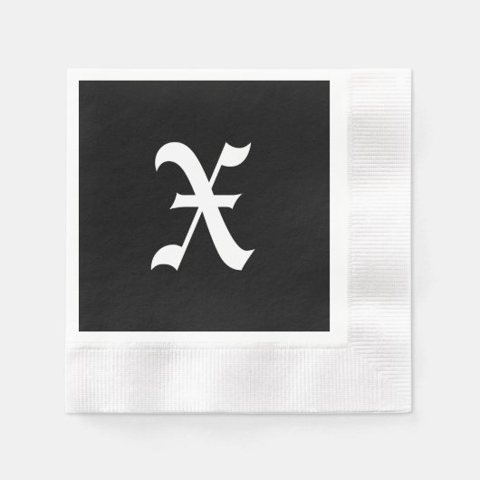 Monogramm X, alter englischer Schriftart, Serviette (Vorderseite)