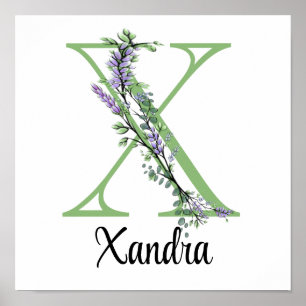 Monogramm X Lavendel-Eukalyptus-Poster Kinderzimme Poster