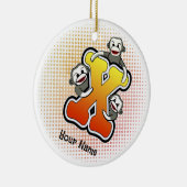 Monogramm X Sock Monkey Keramik Ornament (Rechts)