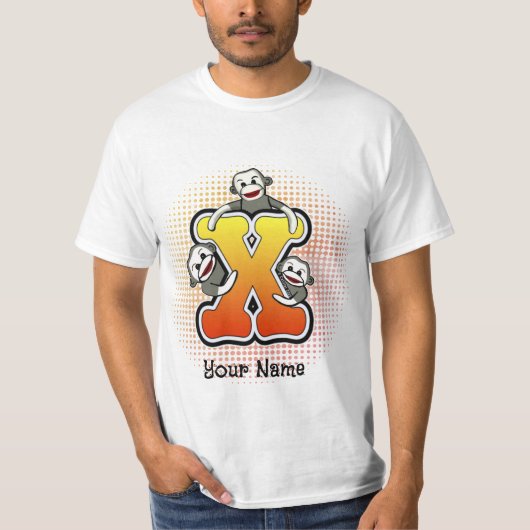 Monogramm X Sock Monkey T-Shirt (Vorderseite)