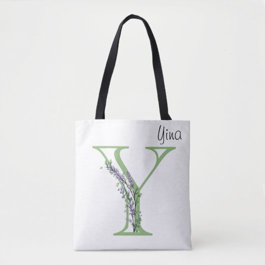 Monogramm Y Lavendel Eukalyptus Tasche (Vorderseite)