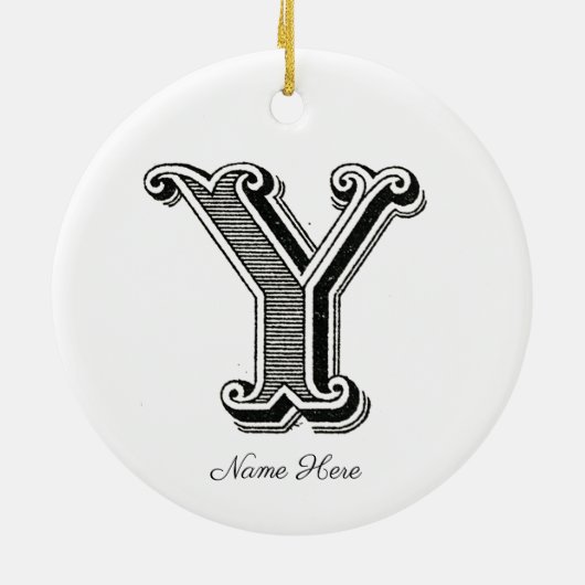 Monogramm Y, Letter Y, Alphabet Y Keramik Ornament (Hinten)