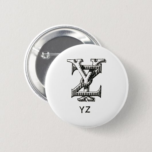 Monogramm Y und Z, Initial Y und Z, Buchstaben Y u Button (Vorne & Hinten)
