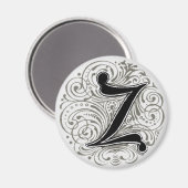Monogramm 'Z' in Grau - Magnet (Vorderseite/Rückseite)