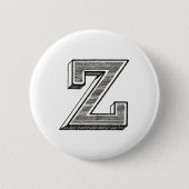 Monogramm Z, Letter Z, Alphabet z, Schwarz und Wei Button (Vorderseite)