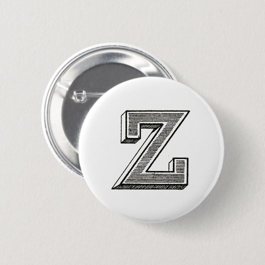 Monogramm Z, Letter Z, Alphabet z, Schwarz und Wei Button (Vorne & Hinten)