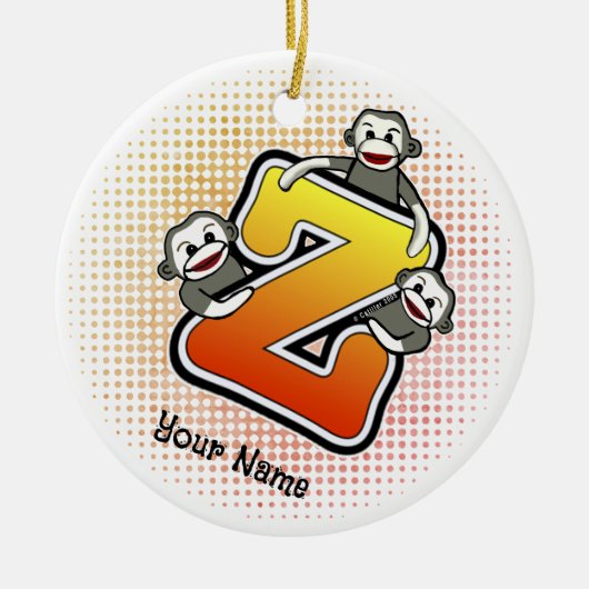 Monogramm Z Sock Monkey Keramik Ornament (Vorne)