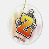 Monogramm Z Sock Monkey Keramik Ornament (Links)