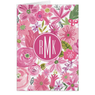 Monogramm   zacke ich Aquarell-Blumenmuster aus