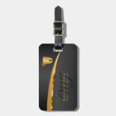 Monogramm zahnmedizinisch - Schwarzes und Gold Gepäckanhänger (Vorderseite vertikal)