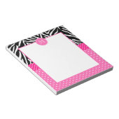 Monogramm Zebra mit Hot Pink Polka Dot Muster Notizblock (angewinkelt)