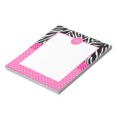 Monogramm Zebra mit Hot Pink Polka Dot Muster Notizblock (Rotiert)