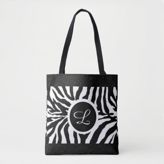 Monogramm-Zebra-Muster-Tasche mit Lederbesatz Tasche (Vorderseite)