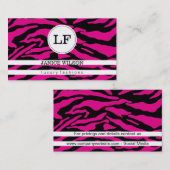 Monogramm | Zebra Print (hot pink) Visitenkarte (Vorne/Hinten)