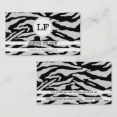 Monogramm | Zebra Print Visitenkarte (Vorne/Hinten)