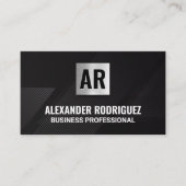 Monogramm | Zeilenmuster | Schwarz Visitenkarte (Vorderseite)