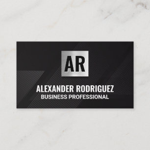 Monogramm   Zeilenmuster   Schwarz Visitenkarte