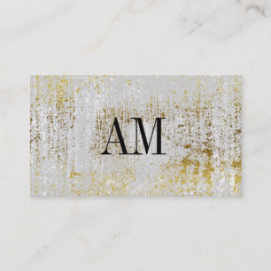 Monogramm Zeitgenössisches Gold Weiß Rustikal Visitenkarte
