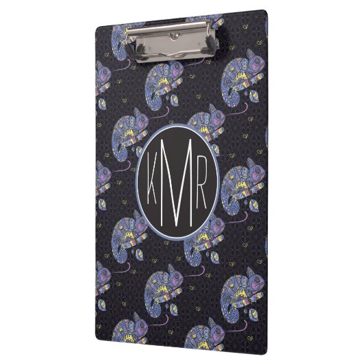 Monogramm Zentangle Eidechsen-| Klemmbrett (Links)