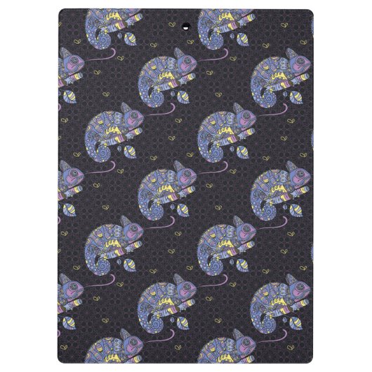 Monogramm Zentangle Eidechsen-| Klemmbrett (Rückseite)