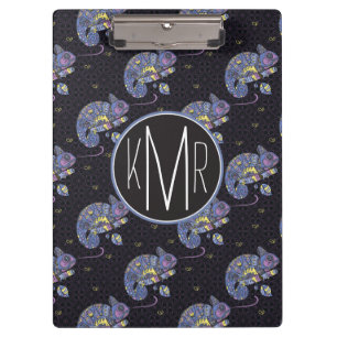 Monogramm Zentangle Eidechsen-  Klemmbrett