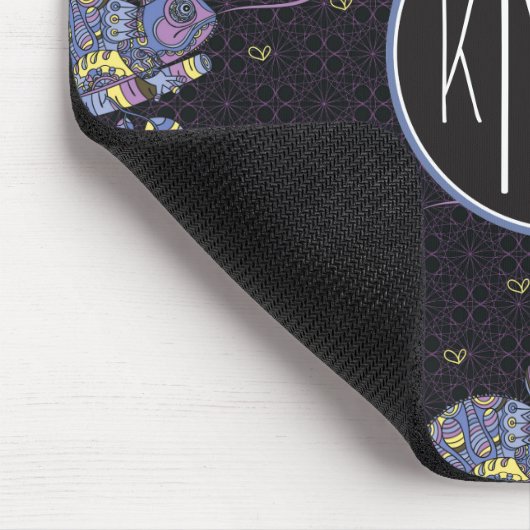 Monogramm Zentangle Eidechsen-| Mousepad (Ecke)