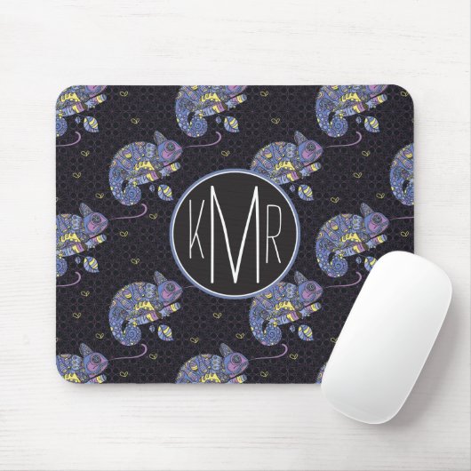 Monogramm Zentangle Eidechsen-| Mousepad (Mit Mouse)