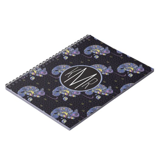 Monogramm Zentangle Eidechsen-| Notizblock (Linke Seite)