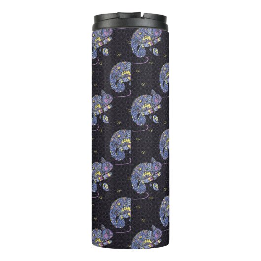 Monogramm Zentangle Eidechsen-| Thermosbecher (Rückseite)