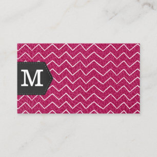 Monogramm   Zick-Zack-Muster   Leder Visitenkarte