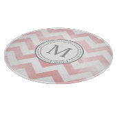 Monogramm-Zickzack Ausschnitt-Brett rosa-grau Schneidebrett (Ecke)