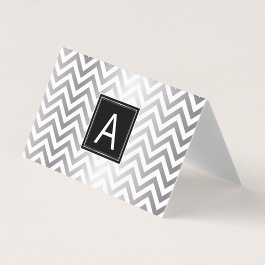 Monogramm | ZICKZACK GLITZER | Veranstaltungsplane Visitenkarten (Vorderseite)