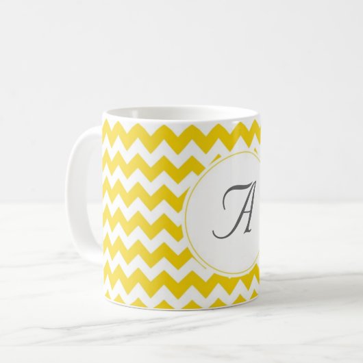 Monogramm-Zickzack Initialen Kaffeetasse (Vorderseite Links)