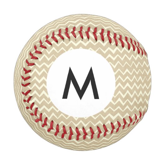 Monogramm Zickzack-Muster Baseball (Vorderseite Links)