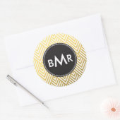 Monogramm Zickzack Raute mit Gold-Imitate-Folie Runder Aufkleber (Umschlag)